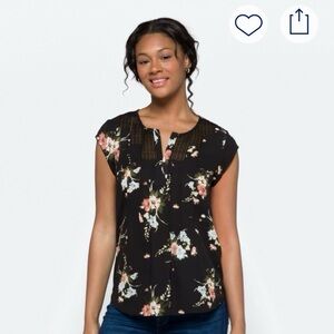 Daniel Rainn Black Floral Blouse